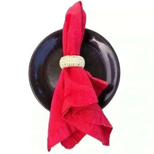 Woven straw raffia napkin rings set of 4